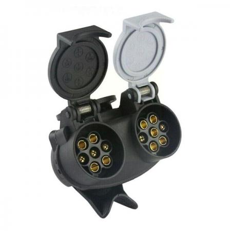 디바이스마트,EV 전기차/캠핑카/그린에너지 > 캠핑/보트 악세사리 > 트레일러잭/소켓,SMG,13 to 7(N&S) 트레일러 어댑터 [TYE-TA020],SIZE : 96*76*80mm / 전압 : 12V / 13핀 - 트윈 7핀 (N&S)