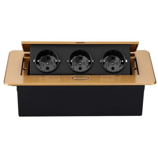 디바이스마트,EV 전기차/캠핑카/그린에너지 > 전선/전기용품 > 콘센트/멀티탭,SMG,매립형 방수 콘센트 3구 골드 [TYE-WPS12],Size : 223*108*70mm