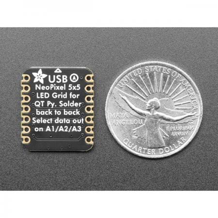 디바이스마트,MCU보드/전자키트 > 디스플레이 > LED,Adafruit,Adafruit 5x5 NeoPixel Grid BFF Add-On for QT Py and Xiao [ada-5646],QT Py,  Xiao 보드의 뒷면에 맞도록 설계 /  25개의 1.5x1.5mm NeoPixel LED / 20.9mm x 17.9mm x 2.8mm