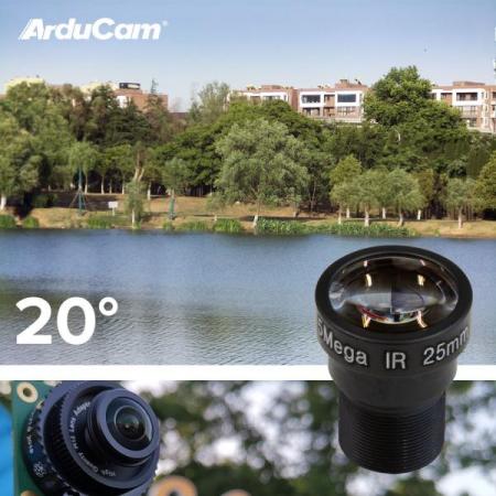 디바이스마트,오픈소스/코딩교육 > 라즈베리파이 > 라즈베리파이 카메라모듈/렌즈,ArduCAM,Raspberry Pi HQ 카메라용 Arducam 25mm 망원 Noir M12 렌즈 번들 [B0237],M2025ZM02 / 초점 거리: 25mm / 시야(FOV): 20°(H) / 휴대용 삼각대 스탠드 및 2ft/60cm 검정색 카메라 케이블