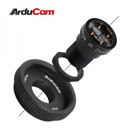 디바이스마트,오픈소스/코딩교육 > 라즈베리파이 > 라즈베리파이 카메라모듈/렌즈,ArduCAM,Raspberry Pi HQ 카메라용 Arducam 25mm 망원 Noir M12 렌즈 번들 [B0237],M2025ZM02 / 초점 거리: 25mm / 시야(FOV): 20°(H) / 휴대용 삼각대 스탠드 및 2ft/60cm 검정색 카메라 케이블