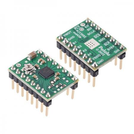 디바이스마트,기계/제어/로봇/모터 > 모터드라이버 > 스텝모터 드라이버 > 바이폴라 스텝모터 드라이버,Pololu,DRV8434S SPI Stepper Motor Driver Carrier, Potentiometer for Max. Current Limit (Header Pins Soldered) #3767,DRV8434S / 4.5V ~ 48V에서 작동 / 위상당 최대 약 1.2A 연속적으로 제공 / 저전압, 과전류 보호 / 전류 제한, 스텝 모드(풀스텝에서 1/256스텝까지 11스텝 모드), 감쇠 모드 및 스톨 감지를 구성 / 헤더핀 납땜