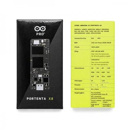 디바이스마트,오픈소스/코딩교육 > 아두이노 > 아두이노 정품 보드/쉴드/키트,아두이노,Arduino PRO - Portenta X8 (2G RAM, 16G eMMC),ABX00049 / 산업용 보안 등급(PSA 인증, NXP® SE050C2 Crypto) SOM / Linux OS 내장 / Wi-Fi + BLE / 소형 폼 팩터 내 총 9개의 코어 - NXP i.MX 8M Mini Cortex-A53 쿼드코어(코어당 최대 1.8GHz) + 1x Cortex-M4(최대 400MHz) + ST STM32H747 듀얼코어 Cortex®-M7(최대 480Mhz) + M4 32bit Arm MCU(최대 240Mhz) / 66