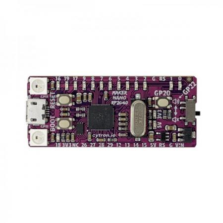 디바이스마트,오픈소스/코딩교육 > 라즈베리파이 > 라즈베리파이 확장보드/HAT,Cytron,Maker Nano RP2040: Simplifying Projects with Raspberry Pi RP2040 [MAKER-NANO-RP2040],Raspberry Pi Pico와 완전히 동일한 사양 / 듀얼 코어 Arm Cortex-M0+ 프로세서 / 264KB 내부 RAM / 2MB 플래시 메모리