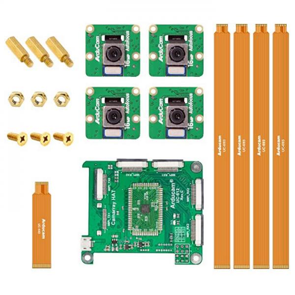 Arducam 16MP Autofocus Quad-Camera Kit for Raspberry Pi [B0388]