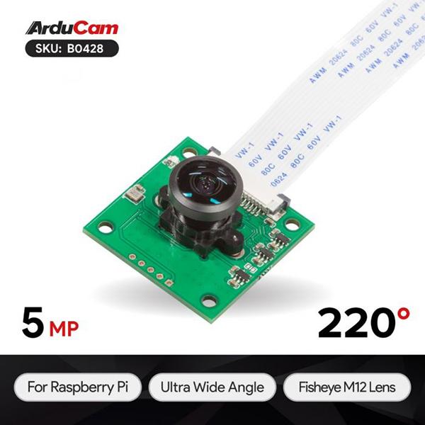 Arducam Ultra Wide Angle Fisheye 5MP OV5647 Camera for Raspberry Pi [B0428]