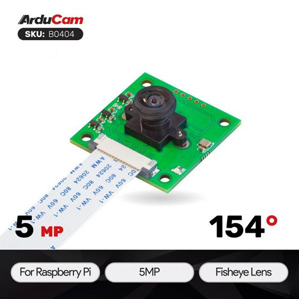 Arducam 5MP OV5647 Fisheye Camera for Raspberry Pi, M8 Mount Lens [B0404]