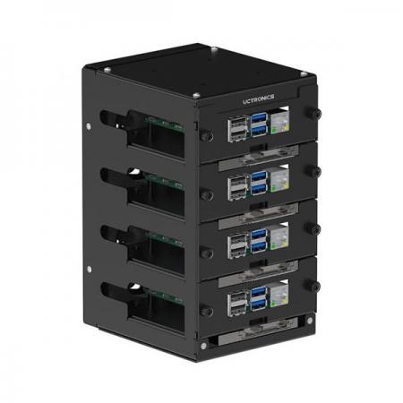 디바이스마트,오픈소스/코딩교육 > 라즈베리파이 > 라즈베리파이 확장보드/HAT,ArduCAM,Complete Desktop Raspberry Pi Cluster for Raspberry Pi 4 and 2.5-inch SSD [U6244],라즈베리파이 클러스터 / Raspberry Pi 4B, 3B+/3B 및 기타 B/B+ 모델과 호환되는 전면 탈착식 레이어 4개 및 냉각 팬 2개