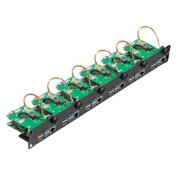 1U Rack with PoE Functionality for Raspberry Pi 4, 19' 1U Rackmount Supports 1-6 Units with PoE HAT [U6166]