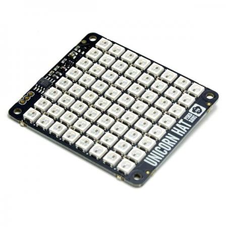 디바이스마트,오픈소스/코딩교육 > 라즈베리파이 > 라즈베리파이 확장보드/HAT,Pimoroni,Unicorn HAT - Compact RGB Pixel Matrix [PIM054],64(8 x 8) RGB LED 매트릭스 / 라즈베리파이 호환 / 유니콘 HAT 핀아웃 / WS2812