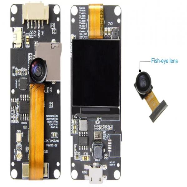 디바이스마트,오픈소스/코딩교육 > 파이썬/IoT 개발 보드 > ESP32,LILYGO,LILYGO® T-Camera plus 어안렌즈 확장배선 ESP 개발보드,ESPRESSIF-ESP32-DOWDQ6 / OV2640 2MP / ST7789/ 어안 렌즈 / Size : 69.13*28.41*8.45mm / 카메라 케이블 길이 : 75mm