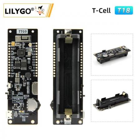 디바이스마트,MCU보드/전자키트 > 통신/네트워크 > 와이파이,LILYGO,LILYGO® T-Cell WiFi + 18650 Holder 모듈,충전 IC : TP4054 / 배터리 스위치 추가로 ESD 정전기 보호 / 18650 배터리 홀더