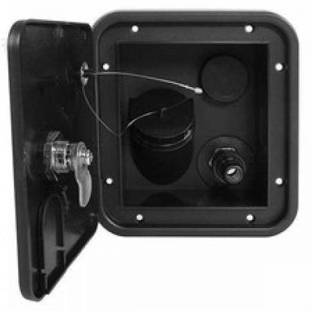 디바이스마트,EV 전기차/캠핑카/그린에너지 > 캠핑/보트 악세사리 > 벤트/해치/입수구,SMG,카라반/캠핑카용 사각 외부 수전함 블랙 [TYE-CA027],카라반 외부 수전함 (시가잭 미포함) / 일반 입수구, 압력 입수구 / 잠금장치 포함 / Size : 150*166.4*95mm / 블랙