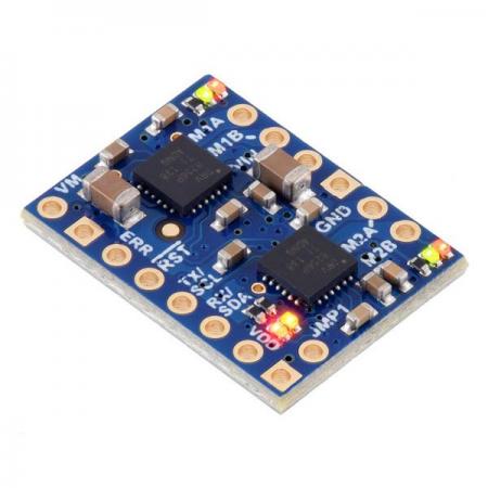 디바이스마트,기계/제어/로봇/모터 > 모터드라이버 > DC모터 드라이버 > 100W 이하 DC모터 드라이버,Pololu,Motoron M2U256 Dual Serial Motor Controller #5067,UART 직렬 인터페이스 를 사용하여 2개의 DC 모터를 제어 / 4.5V ~ 48V에서 작동하며 모터당 최대 1.8A의 연속 출력 전류를 제공 / 헤더 핀 포함, 납땜 X