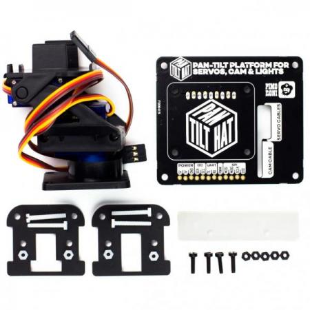 디바이스마트,오픈소스/코딩교육 > 라즈베리파이 > 라즈베리파이 확장보드/HAT,Pimoroni,Pan-Tilt HAT Full kit [PIM183],Pan-Tilt / 라즈베리파이 호환 / 2개의 서보가 있는 팬-틸트 모듈 / NeoPixel RGB