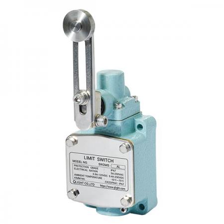 디바이스마트,스위치/부저/전기부품 > 산업용 스위치/제어 기기 > 리미트 스위치,큐라이트,방수형 리미트스위치 SW2MS-AL,롤러 레버 조절형 / IP67 / 선박,중부하용