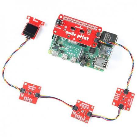 디바이스마트,오픈소스/코딩교육 > 라즈베리파이 > 라즈베리파이 확장보드/HAT,SparkFun,SparkFun Qwiic Starter Kit for Raspberry Pi [KIT-21285],라즈베리파이용 스타터 키트 / VCNL4040(근접센서), Micro OLED 브레이크아웃, BME280(대기 센서), SGP40(대기질 센서) 등 Qwiic 지원 보드 4개 포함