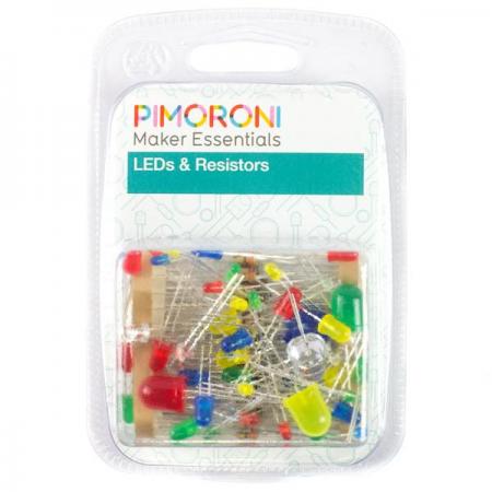 디바이스마트,LED/LCD > 일반 LED부품 > 원형라운드 LED > 3파이 원형라운드 LED,Pimoroni,Maker Essentials - LEDs & Resistors [PIM244],3mm, 5mm, 10mm LED(빨강, 노랑, 초록, 파랑, 흰색) / 25X330Ω, 10X100Ω, 1kΩ, 10kΩ, 100kΩ, 1MΩ