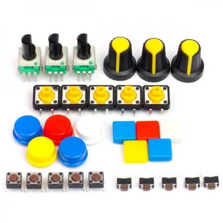 디바이스마트,RLC/수동소자 > 엔지니어 샘플키트 > 스위치 키트,Pimoroni,Maker Essentials - Switches & Potentiometers [PIM248],피모로니 스위치 세트 / 촉각 스위치(원형, 사각형), 로터리 스위치 등