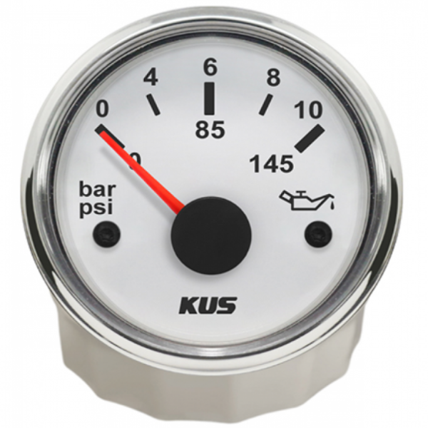 디바이스마트,EV 전기차/캠핑카/그린에너지 > 센서류 > 게이지,KUS,KUS 오일 압력 게이지 0~145psi 화이트 [TYE-GU001],오일 압력 게이지 / 52mm / 12V,24V / IP7 / 0-10bar, 0-145psi / White