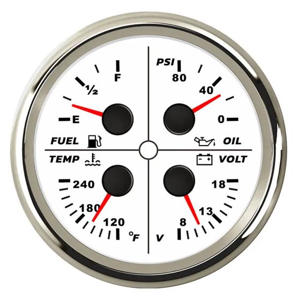 85mm 차량용 4in1 게이지 (연료, 오일 압력, 수온, 전압) 화이트 [TYE-GU016]