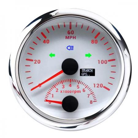 디바이스마트,EV 전기차/캠핑카/그린에너지 > 센서류 > 게이지,SMG,85mm 2 in 1 스피드미터+타코미터 화이트 [TYE-GU029],85mm 2in1 GPS 스피드미터 + 8000rpm 타코미터 / 9-32V / white