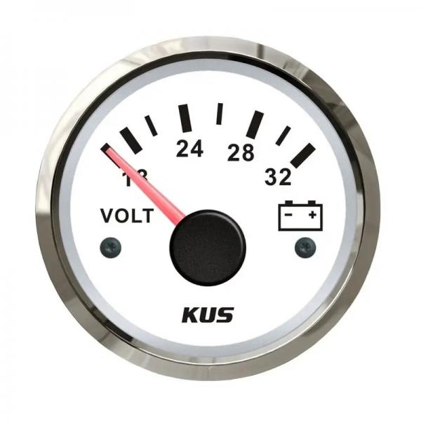 KUS 52mm 18-32V 볼트 게이지 미터 화이트 [TYE-GU052]