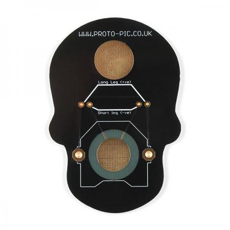 디바이스마트,RLC/수동소자 > 엔지니어 샘플키트 > LED 키트 > LED 키트,SparkFun,Day of the Geek - Soldering Badge Kit (Black with White Silk Screen) [KIT-20118],Day of the Geek-KIT / 블랙 해골 PCB 1개, R2032 배터리 홀더, 핀 백, 3쌍의 컬러 LED가 포함 / 눈 색깔은 빨강, 파랑, 흰색으로 선택 가능