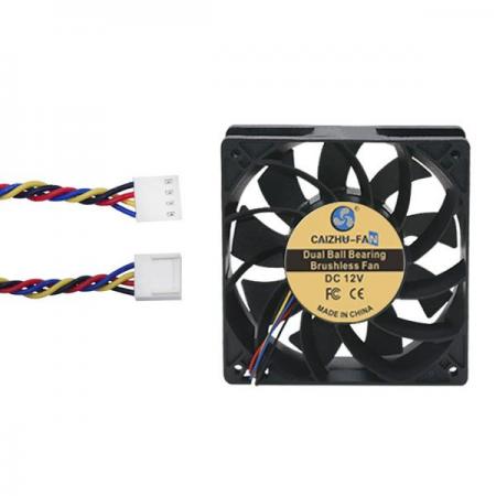 디바이스마트,기계/제어/로봇/모터 > 모터류 > 팬모터 > Ball 베어링 타입 팬모터,CAIZHU-FAN,12025 DC24V 4580RPM FG속도측정/PWM온도제어 팬모터 [CNT-OFM116],120x120x25MM / DC24V / 0.52A / 4580RPM ±10% / 59.1DBA / 146.4CFM / 12.48W /2510 4P단자