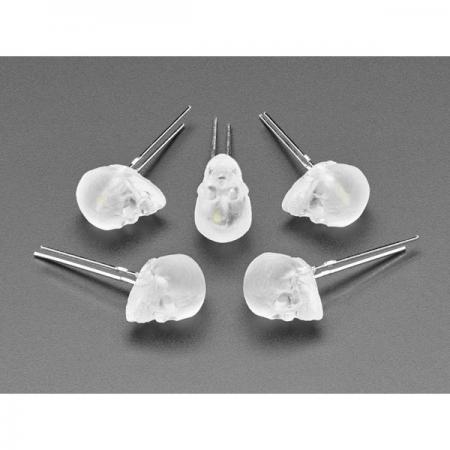 디바이스마트,LED/LCD > LED 인테리어조명 > 장식용 LED,Adafruit,dLUX-dLITE Cool White Skull Shape LEDs 5 Pack by Unexpected Labs [ada-5429],dLUX-dLITE / 해골 LED 5개 팩 / 크기 : 8.5mm x 7.6mm x 11.5mm(HxWxD) / 전압 :  ~3.0-3.2V @ 20mA 전류 / 파장 8000K / 임베디드 LED 밝기 : ~6000-8000mcd