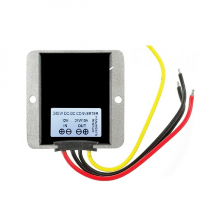 디바이스마트,전원/파워/배터리 > DC-DC 컨버터 모듈 > 강하형 모듈(외장) > 비절연 스위칭 모듈,한진데이타,240W급 입력12V 출력24V/10A DCDC 전원모듈 (P0187),74x74x32mm / 입력전압 (Input Voltage) : 12V (DC 10.5~16V) / 출력전압 (Output Voltage) : 24V