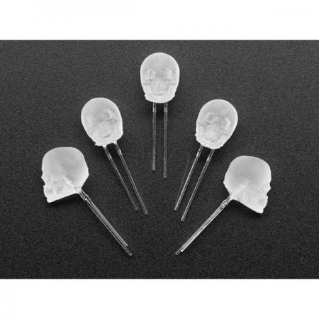 디바이스마트,LED/LCD > LED 인테리어조명 > 장식용 LED,Adafruit,dLUX-dLITE Cool White Skull Shape LEDs 5 Pack by Unexpected Labs [ada-5429],dLUX-dLITE / 해골 LED 5개 팩 / 크기 : 8.5mm x 7.6mm x 11.5mm(HxWxD) / 전압 :  ~3.0-3.2V @ 20mA 전류 / 파장 8000K / 임베디드 LED 밝기 : ~6000-8000mcd