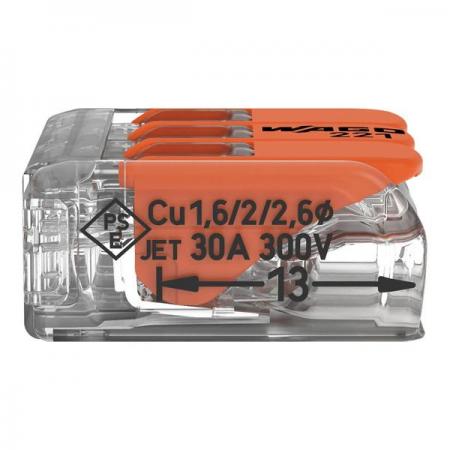 디바이스마트,커넥터/PCB > 전선직결/무탈피 커넥터 > 범용 전선커넥터 > 전선커넥터,WAGO,[WAGO] 전선커넥터 221-613 (30EA),폴수 : 3 / 정격 전압 : 450V / 정격전류 : 41A / 전선연결 커넥터