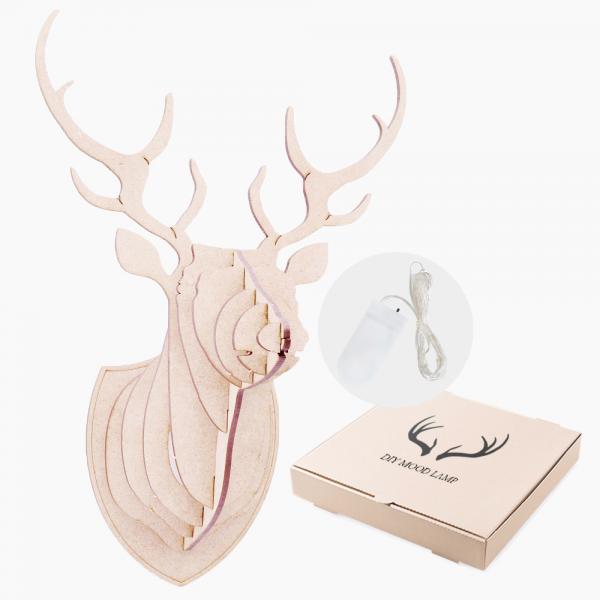 DIY 나무 메이커 키트 - 사슴 무드등 만들기(설명서, 건전지형 실전구 포함)