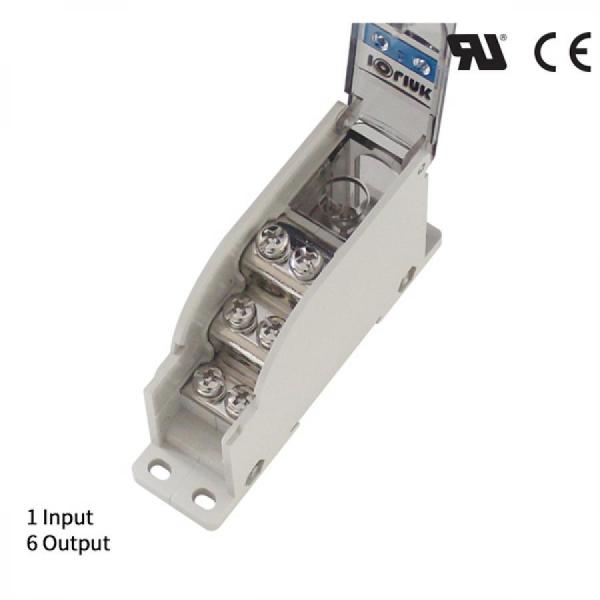디바이스마트,커넥터/PCB > 터미널블럭 > 단자대 타입 > 전원 분배 단자대,IOLINK,전원분배블럭 SPS25-M6/6*M4-S,배선형 / 윈도우 : 안전 커버 / 정격 용량 UL : 600 V / 100 A / CE : 600 V 75 A