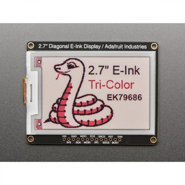 디바이스마트,MCU보드/전자키트 > 디스플레이 > LCD/OLED,Adafruit,Adafruit 2.7' Tri-Color eInk / ePaper Display with SRAM - Red Black White [ada-4098],2.7인치 3색 eInk / SRAM 탑재 ePaper 디스플레이 / 크기 : 72.5mm x 56.7mm x 5.3mm