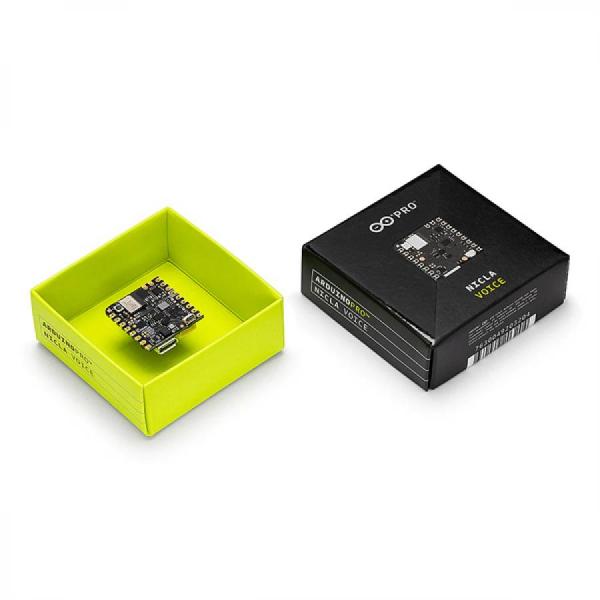 디바이스마트,오픈소스/코딩교육 > 아두이노 > 아두이노 정품 보드/쉴드/키트,아두이노,Arduino Pro - Nicla Voice,ABX00061 / 인공지능 음성인식 솔루션 특화 고성능 초저전력 아두이노 / 칩셋 : Syntiant NDP120 AI MPU + Nordic nRF52832 MCU / 통신 : BLE(ANNA-B112) / 센서 : 고성능 MIC(IM69D130) + 6축 IMU(BMI270) + 3축 지자기(BMM150) / 크기 : 22.86 x 22.86mm / 작동온도 : 0°C ~ +85°C / Nicla, Portenta,  MKR 제품군과 호환