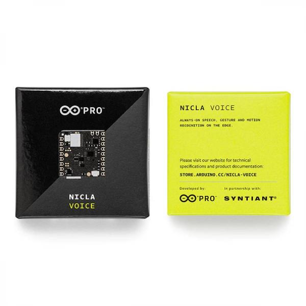 디바이스마트,오픈소스/코딩교육 > 아두이노 > 아두이노 정품 보드/쉴드/키트,아두이노,Arduino Pro - Nicla Voice,ABX00061 / 인공지능 음성인식 솔루션 특화 고성능 초저전력 아두이노 / 칩셋 : Syntiant NDP120 AI MPU + Nordic nRF52832 MCU / 통신 : BLE(ANNA-B112) / 센서 : 고성능 MIC(IM69D130) + 6축 IMU(BMI270) + 3축 지자기(BMM150) / 크기 : 22.86 x 22.86mm / 작동온도 : 0°C ~ +85°C / Nicla, Portenta,  MKR 제품군과 호환