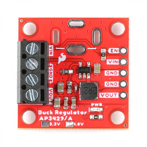 디바이스마트,MCU보드/전자키트 > 전원/신호/저장/응용 > 레벨컨버터/전압관리,SparkFun,SparkFun Buck Regulator Breakout - 1.8V (AP3429A) [COM-21338],1.8V 벅 조정기 브레이크아웃 AP3429A  / 입력 전압 범위가 2.7~5.5V인 2A 강압 DC-DC 컨버터 / 1인치 x 1인치