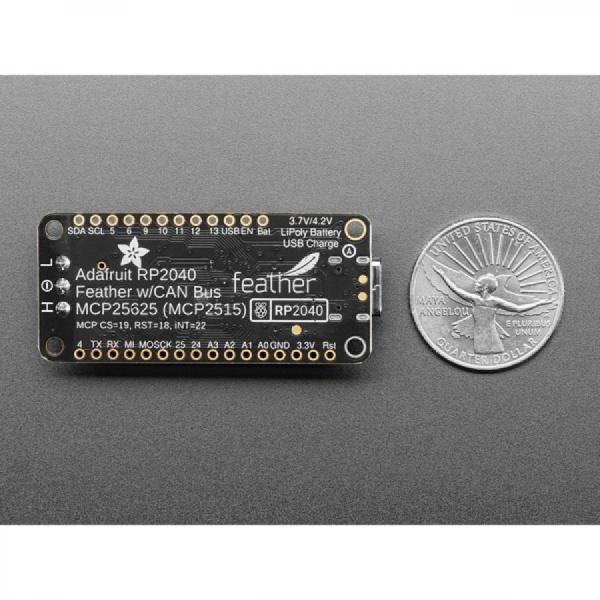 디바이스마트,MCU보드/전자키트 > 통신/네트워크 > CAN통신,Adafruit,RP2040 CAN Bus Feather with MCP2515 CAN Controller - STEMMA QT [ada-5724],Adafruit Feather RP2040 CAN / MCP25625 / 5V 충전 펌프 전압 발생기 / 3.5mm 납땜 터미널 블록  / 8MB의 온보드 QSPI FLASH와 264K RAM / usb-c