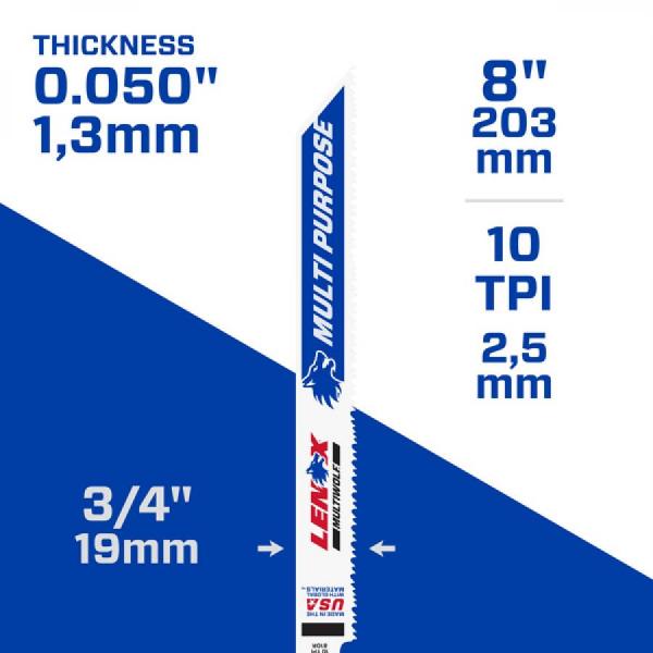 디바이스마트,수공구/전자공구/전동공구 > 전동/엔진공구 > 절단공구 > 직소날/컷소날,레녹스,8인치 바이메탈 컷쏘날 (멀티울프) LXKR810R 낱개1날,멀티 울프 8인치 / 10 TPI / 203 x 19 x 1.3 mm / 목재, 플라스틱, 금속