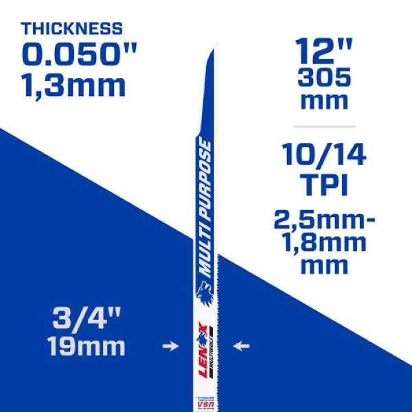 디바이스마트,수공구/전자공구/전동공구 > 전동/엔진공구 > 절단공구 > 직소날/컷소날,레녹스,12인치 바이메탈 컷쏘날 (멀티울프) LXKR110R 낱개1날,멀티 울프 12인치 / 10/14 TPI / 305 x 19 x 1.3 mm / 목재, 플라스틱, 금속