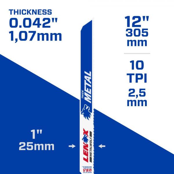 디바이스마트,수공구/전자공구/전동공구 > 전동/엔진공구 > 절단공구 > 직소날/컷소날,레녹스,12인치 바이메탈 컷쏘날 (메탈울프) LXKR12110R 낱개1날,메탈 울프 / 12인치 / 10 TPI / 305 x 25 x 1.07 mm / 두꺼운 금속