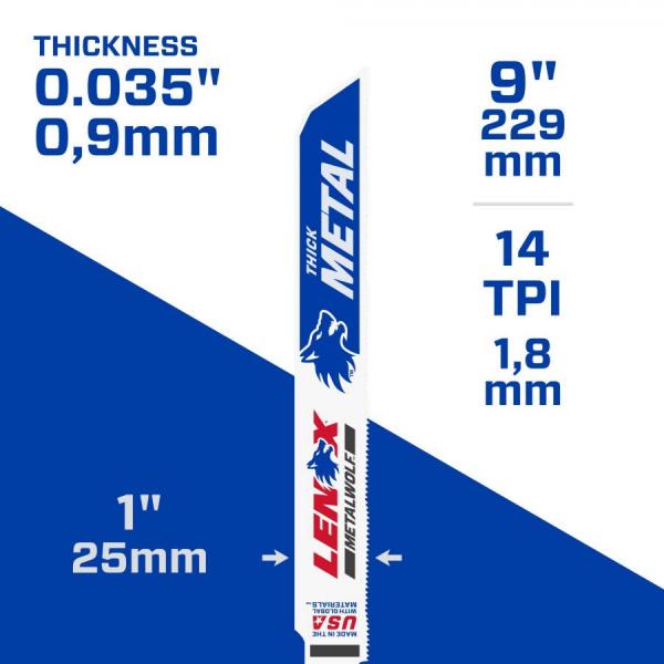 디바이스마트,수공구/전자공구/전동공구 > 전동/엔진공구 > 절단공구 > 직소날/컷소날,레녹스,9인치 바이메탈 컷쏘날 (메탈울프) LXKR9114R 낱개1날,메탈 울프 / 9인치 / 14 TPI / 229 x 25 x 0.9 mm / 두꺼운 금속 / S1127BEF 대체가능