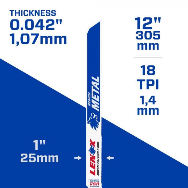 디바이스마트,수공구/전자공구/전동공구 > 전동/엔진공구 > 절단공구 > 직소날/컷소날,레녹스,12인치 바이메탈 컷쏘날 (메탈울프) LXKR12118R 낱개1날,메탈 울프 / 12인치 / 18 TPI / 305 x 25 x 1.07 mm / 중간 금속