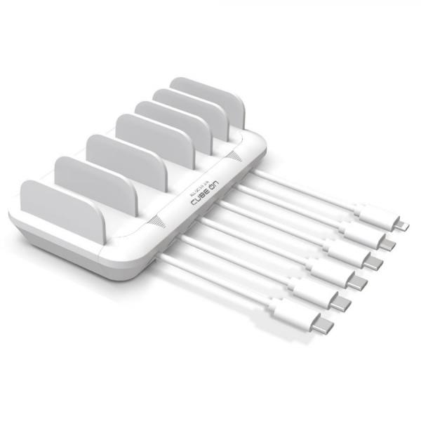 디바이스마트,컴퓨터/모바일/가전 > 스마트폰/스마트기기 > 충전기/보조배터리 > 멀티충전기,큐브온,JI-613 올 퀵차지 6포트 고속 멀티충전기,국산 KC인증 / 퀵차지 3.0 초고속 충전 / 도난방지 / 6포트 모두 고속 충전 / 충전기 본체 어댑터 분리형 5A