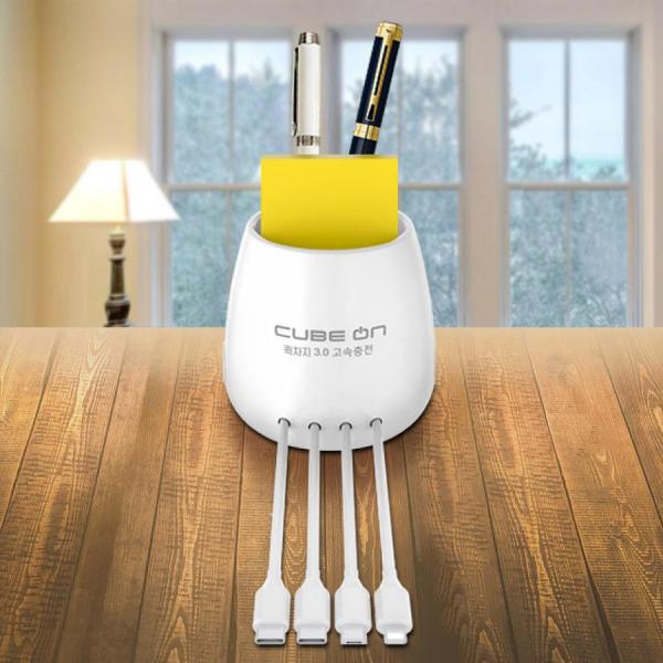 디바이스마트,컴퓨터/모바일/가전 > 스마트폰/스마트기기 > 충전기/보조배터리 > 멀티충전기,큐브온,JI-803 수납형 포트 퀵차지 3.0 멀티 고속 충전기 C타입 8핀 5핀,국산 KC인증 / 수납형 올 퀵 고속충전기 / 퀵차지3.0 / 과전압, 과전류 보호 / C타입 2개 , 8핀 1개, 5핀 1개