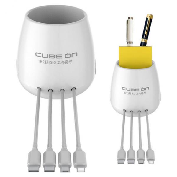 디바이스마트,컴퓨터/모바일/가전 > 스마트폰/스마트기기 > 충전기/보조배터리 > 멀티충전기,큐브온,JI-803 수납형 포트 퀵차지 3.0 멀티 고속 충전기 C타입 8핀 5핀,국산 KC인증 / 수납형 올 퀵 고속충전기 / 퀵차지3.0 / 과전압, 과전류 보호 / C타입 2개 , 8핀 1개, 5핀 1개