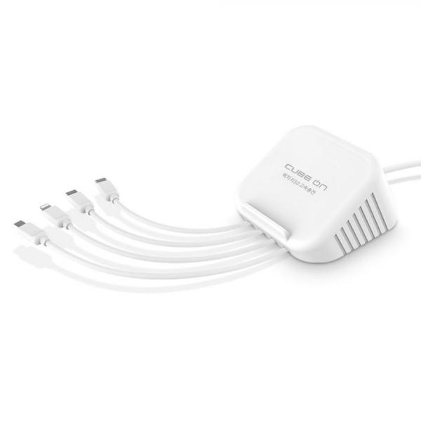 디바이스마트,컴퓨터/모바일/가전 > 스마트폰/스마트기기 > 충전기/보조배터리 > 멀티충전기,큐브온,JI-203 올 퀵 차지 4포트 USB 멀티 고속 충전기 C타입 8핀 5핀,국산 KC인증 / 올 퀵차지 3.0 / 4대 동시 충전 / 충전 케이블 도난방지 및 교체기능