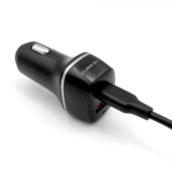 디바이스마트,사무/생활/서적 > 차량/생활/IOT > 차량내부용품 > 차량용 충전기,큐브온,JI-102 2포트 차량용 고속 충전기 C타입 케이블 포함,KC인증 / 차량용 초고속 PPS/PD 3.0 충전기 / 2포트 / 1.2M 케이블 포함